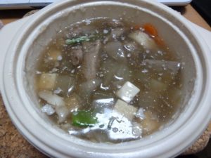 料亭金鍋　伊万里牛と根野菜のスープ